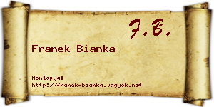 Franek Bianka névjegykártya